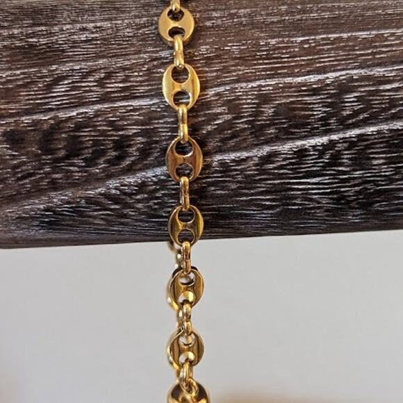 Bronze Rhinestone Beaded Stretch and Gold Tone Magnet Closure Chain Bracelets - Picture 4 of 6